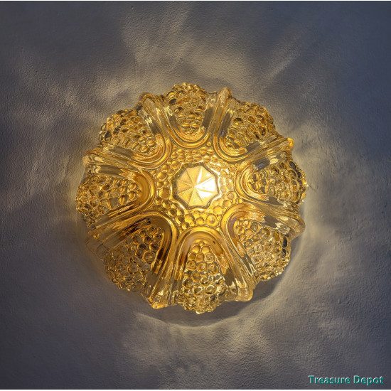 Amber colored ceiling lamp